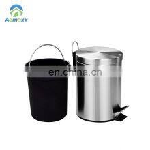 Продается круглый ножной мусорный контейнер для ванной комнаты от Ohotel, изготовленный из нержавеющей стали и с педальным приводом thumbnail-3
