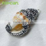 Topearl Jewelry Fashion Snail Shell Pendant Rhinestones Clay Pave Fashion Pendant SPD08