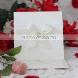 Ribbon Bow Embellished Wholesale Ivory Lace Wedding Invitations thumbnail-4