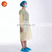 PP non-woven disposable waterproof yellow isolation gown for sale