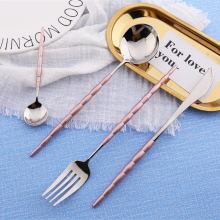 High Quality Purple and Silver Brushed Colored Matte Plated Wedding 304 Stainless Steel Cutlery Flatware Set for Hotels thumbnail-4