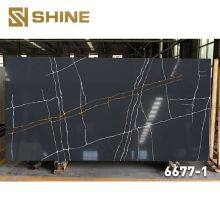 New Stylish Black Quartz Stone Slab Countertops Fashionable Artificial Stone Genre