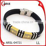 Fashion Bracelet Silicone Wristband Cross Steel Silicon Bracelet thumbnail-1