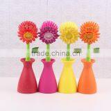 Multipurpose Flower Dish Scrub Cleaning Brush With Holder thumbnail-3