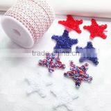 5/8 Blue /red/ White Star Fold Over Elastic, FOE Headband Elastic for Making Diy Hair Ties, Fold Over Elastic by the Yard thumbnail-3