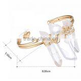 Quartz Crystal Druzy Stones Wire Fixed Cuff Bracelet thumbnail-6
