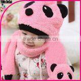 Hot Selling Lovely Warm Panda Hat With Scarf Baby Winter Hat thumbnail-1