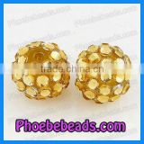 Golden Resin Rhinestone Ball Beads Acrylic Bead (BRB-010)