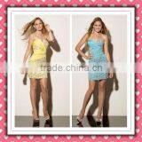 2012 New Arrival Stylish Sexy Short Sheath Full Beaded Yellow Ice Blue Cocktail Dress Girl Party Dress MLC-130 thumbnail-1
