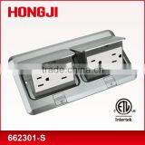 Duplex POP UP Floor Box in NICKEL-PLATED thumbnail-1