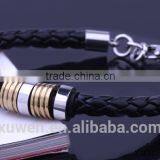 Custom Braided Leather Bracelets With IPG Stainless Steel Charms