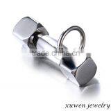 Silver Tone Cool Man Stainless Steel Dumbbell Pendant