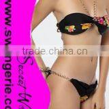 Halter Chained Bikini with Chained Panty Sexy Modern Fashion Bikini Swimwear NA99-black