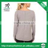 Ramax Custom Women Plain Cowl Neck Long Sleeve Yoga Fitness Tops thumbnail-2