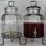 Holding 1L Wine Six Arrises Dispenser Wine Jar With Tap & Shelf