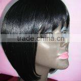 100% Human Remy Hair Full Lace Wigs 8 INCH Black Color thumbnail-2