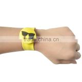 Custom Promotional Emoji Charm Silicone Slap Bracelets