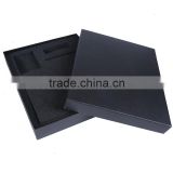 Customized black and white gift hard paper box with black foam