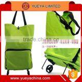 Green Shopping Cart Compact Tote Grocery Bag 2 Wheels Trolley For Storage thumbnail-2