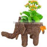 Cute Natural Material Woven Indoor Decorative Animal Elephant Planter thumbnail-2