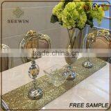 Exotic Fashionable Quilted Shinny Grossy Sequin Chervon Ruched Square Table Runner thumbnail-1