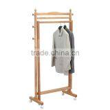 Wooden Clothe Rack With Omni-directional Wheel Wooden Coat Hanger thumbnail-4