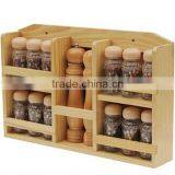 Plastic Clear Salt and Pepper Shaker Set, Bamboo Spice Rack Set, Sauces Rack Set