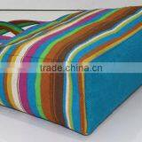 Multi Color Stripe Print Tote Bag - 340 Gsm Laminated Jute - 14 x 15 Weave High Quality Jute Fabric thumbnail-3