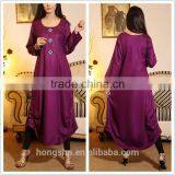 Pakistani Purple Kurti With Front Neck Diamante Buttons Designs HSd7078 thumbnail-1
