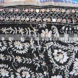Black White PHULKARI GEORGETTE DUPATTA SHAWL, Hand Embroidery Dupatta thumbnail-3
