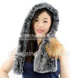 CX-C-242M Hand Knitted Women Real Rex Fur Animal Cap thumbnail-5