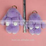 18cm 100% Real Genuine Rex Rabbit Furs Keychain Pendant Bag Car Charm Tag Cute Mini Rabbit Toy Doll Fur Monster Pom Pom Keychain thumbnail-1