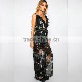 Plunge Open Leg Ladies Jumpsuit Floral Print New Design Clothing thumbnail-3