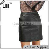 2017 OEM Cool Petite Black Leather Pencil Skirt With Side Pockets thumbnail-1