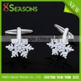 Christmas Snowflake Silver Tone Painting White Rotatable Copper Wholesale Bulk Cufflinks With Black Box thumbnail-1