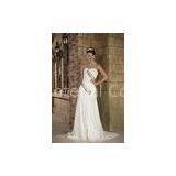 White Sweetheart Strapless Mermaid Chiffon Long Abiball Dresses Evening Gowns With Beads thumbnail-1