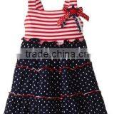 Boutique Patriotic 4th of July Short Sleeve Ruffle Baby Dress With Cheap Price