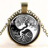 XP-TGN-LT-109 Newest Mandala Time Gemstone Diy Image Glass Cabochon Necklace In Alloy