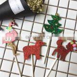 New Flamingo/Paige Pig/Deer/Christmas Tree Felt Cupcake Toppers Party Cake Decorations thumbnail-1