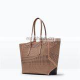English Amazon Hot Selling Textured pu Leather Material 100% Cotton Canvas Tote Bags