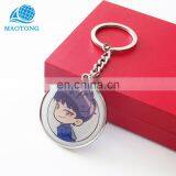 High Quality Zinc Alloy Metal Cartoon Round Shape Epoxy Logo Printing Keychain Custom Made Metal Keychains for Promotion thumbnail-2