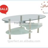 Cheap wholesale steel oval glass living coffee table furniture