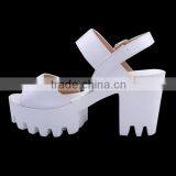 Comfortable White Latest Fashion Beautiful Chunky Heel Sandals 2016 thumbnail-4