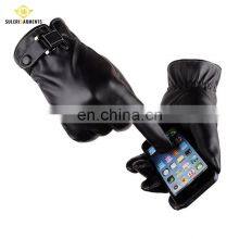 Wholesale Men Genuine Leather Winter Gloves Touch Screen Sheepskin Leather Fashion Gloves thumbnail-4