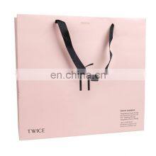 Paper Bag With Ribbon Handle Luxury Shopping Gift Pink Paper Bag thumbnail-1