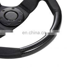 Univeral 13''/330mm Perforated Leather Race Steering Wheel, Classic Flat Carbon Steering Wheel thumbnail-5