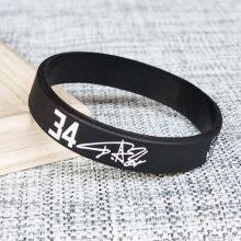 OEM Customized Segmented Debossed Ink Filled Basketball Star Signature Men's Sports Waterproof Big Stretch Silicone Bracelet thumbnail-3