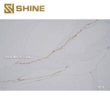 Widely Used White Calacatta Quartz Big Slab Counter Top for Kitchen Villa Bedroom Hotel Indoor for Table Top Dining Mall Use thumbnail-4