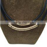 NNK-100918 Punk Double Layered Alloy Beaded Imitation Leather Fashion Statement Necklaces thumbnail-2