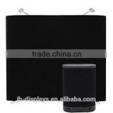 8 FT Black Trade Show Booth Spotlight Podium Case Counter Exhibition Receptive Fabric Pop up Display